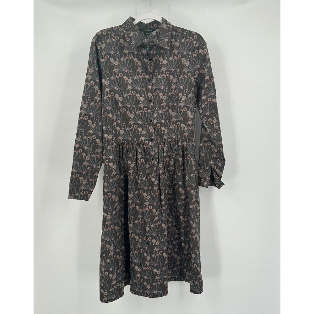 Brooks Brothers Womens Cottagecore Floral Shirt Dress Sz 8 Prairie Dark Academia
